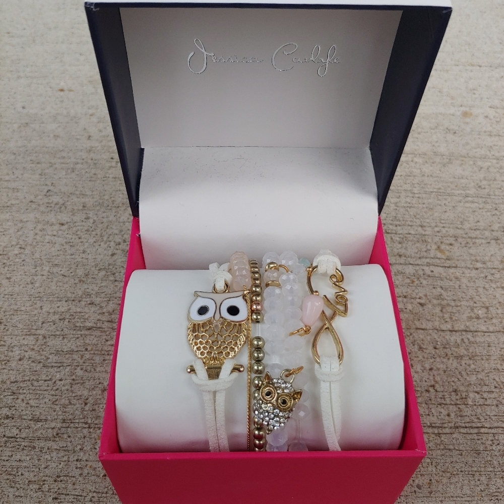 Set of White and Gold Decorative Bracelets